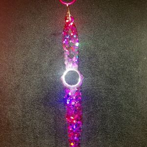 Fuchsia/Black Glitter Self Defense Key Chain Knife